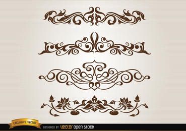 Leaves Floral And Swirls Decoration Set Vector Download