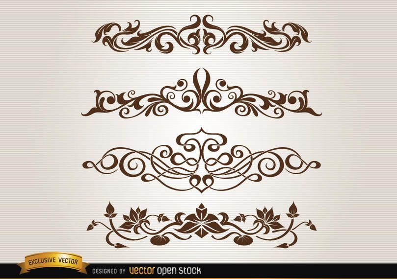Leaves floral and swirls decoration set Leaves floral and swirls decoration set