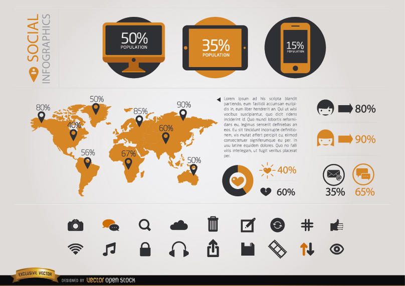 Elementos de infográficos sociais Elementos de infográficos sociais