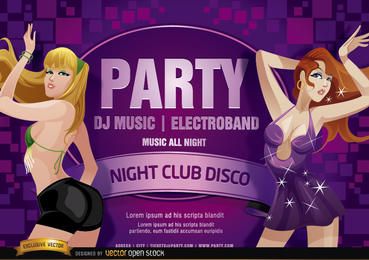 Nightclub disco party girls flyer Nightclub disco party girls flyer