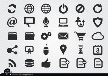 Conjunto de ícones simples da internet