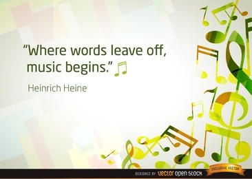 Musical notes background with quote
