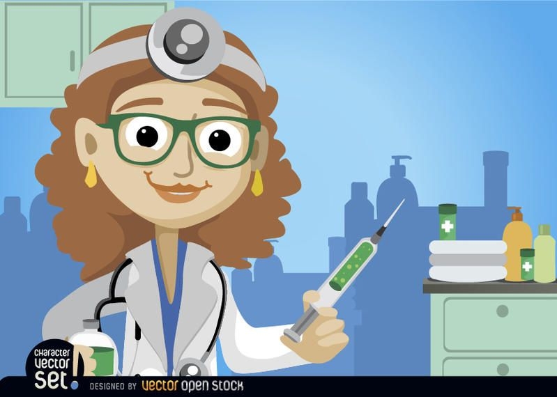 Female Doctor With Medicine Injection - Vector Download