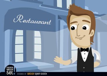 Waiter in restaurant entrance Waiter in restaurant entrance