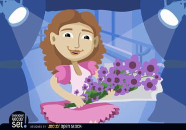 Acclaimed ballerina with flowers