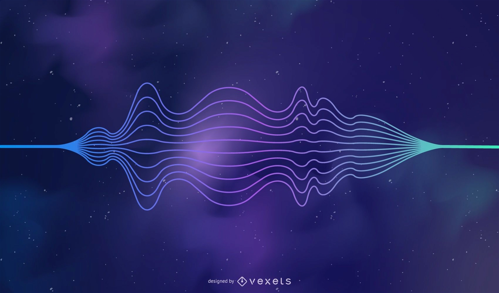 Abstract Colorful Starry Cosmos Sound Wave Background