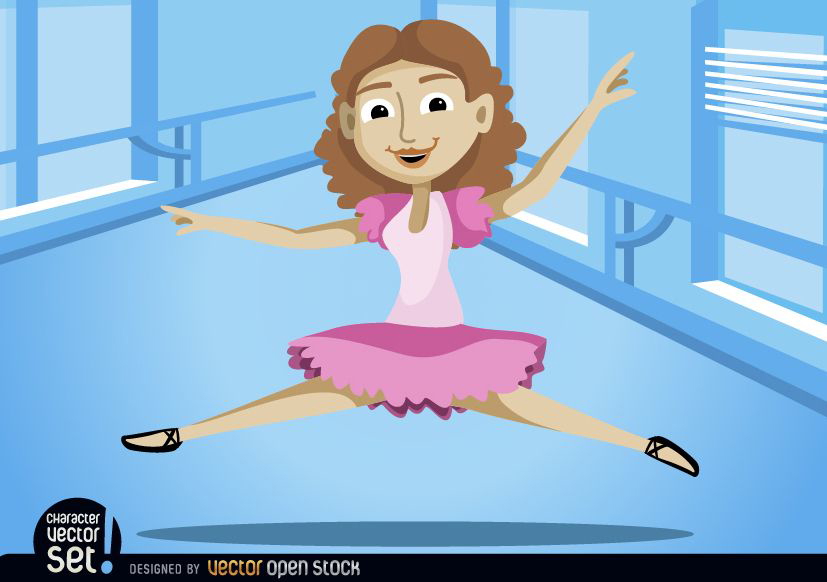 Bailarina de ballet saltando en la práctica