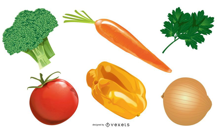 Conjunto De Verduras De Colores Brillantes Descargar Vector 7068