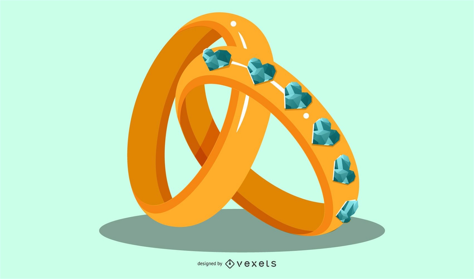 Interlocked Beautiful Gold & Diamond Wedding Rings