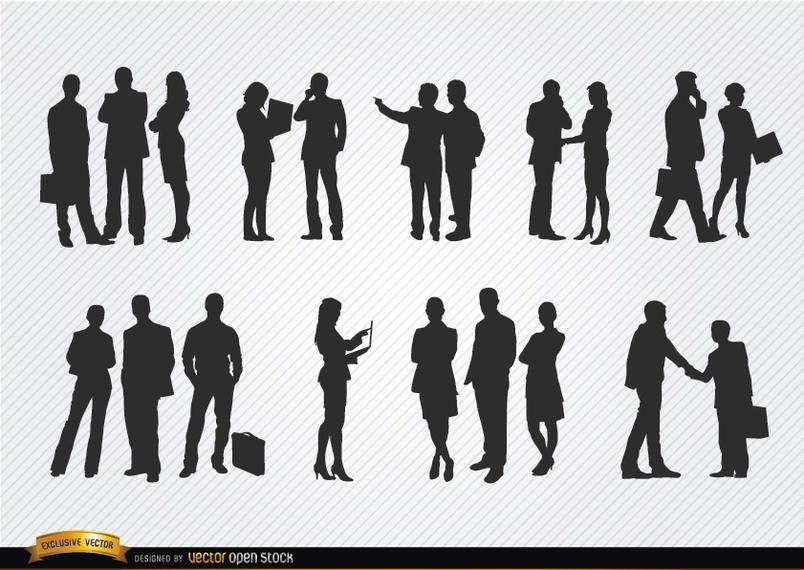 Business people meeting silhouettes Business people meeting silhouettes
