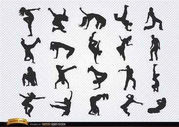 Break dance silhouettes Break dance silhouettes