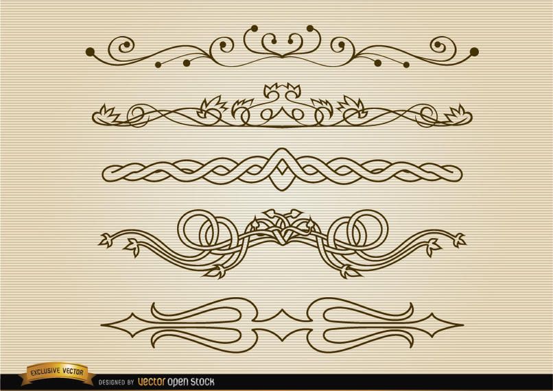 Set de líneas de división decorativas. Set de líneas de división decorativas.