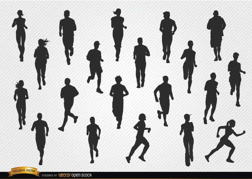 People jogging silhouettes People jogging silhouettes