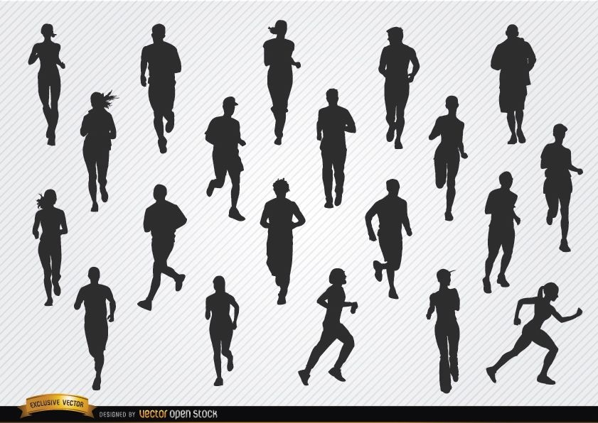 People jogging silhouettes