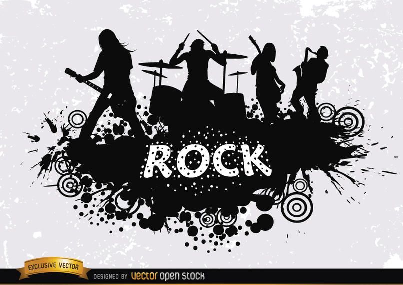 Silhueta de grunge de banda de rock Silhueta de grunge de banda de rock