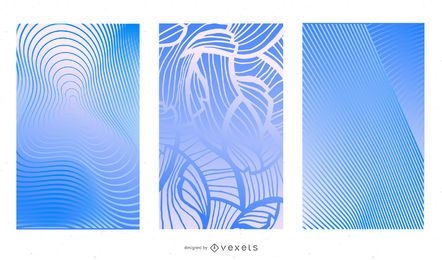 Stylish Blue Abstract Background Set with Lines