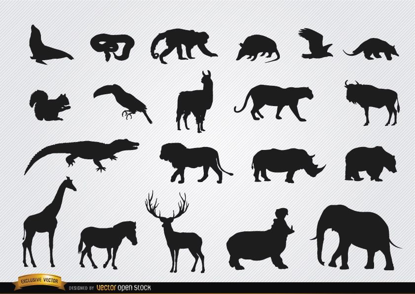 Download Wild animal silhouettes - Vector download