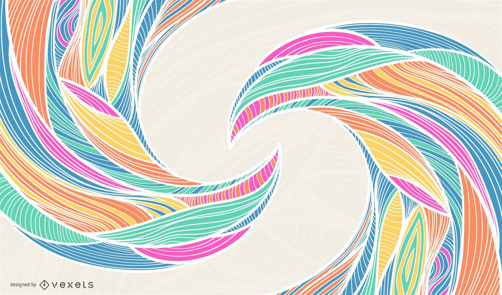 Rainbow Background with Waving Swirls