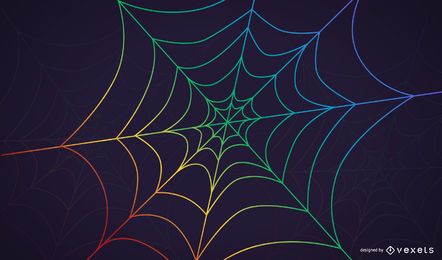 Fundo de teia de aranha arco-íris com gotas de orvalho