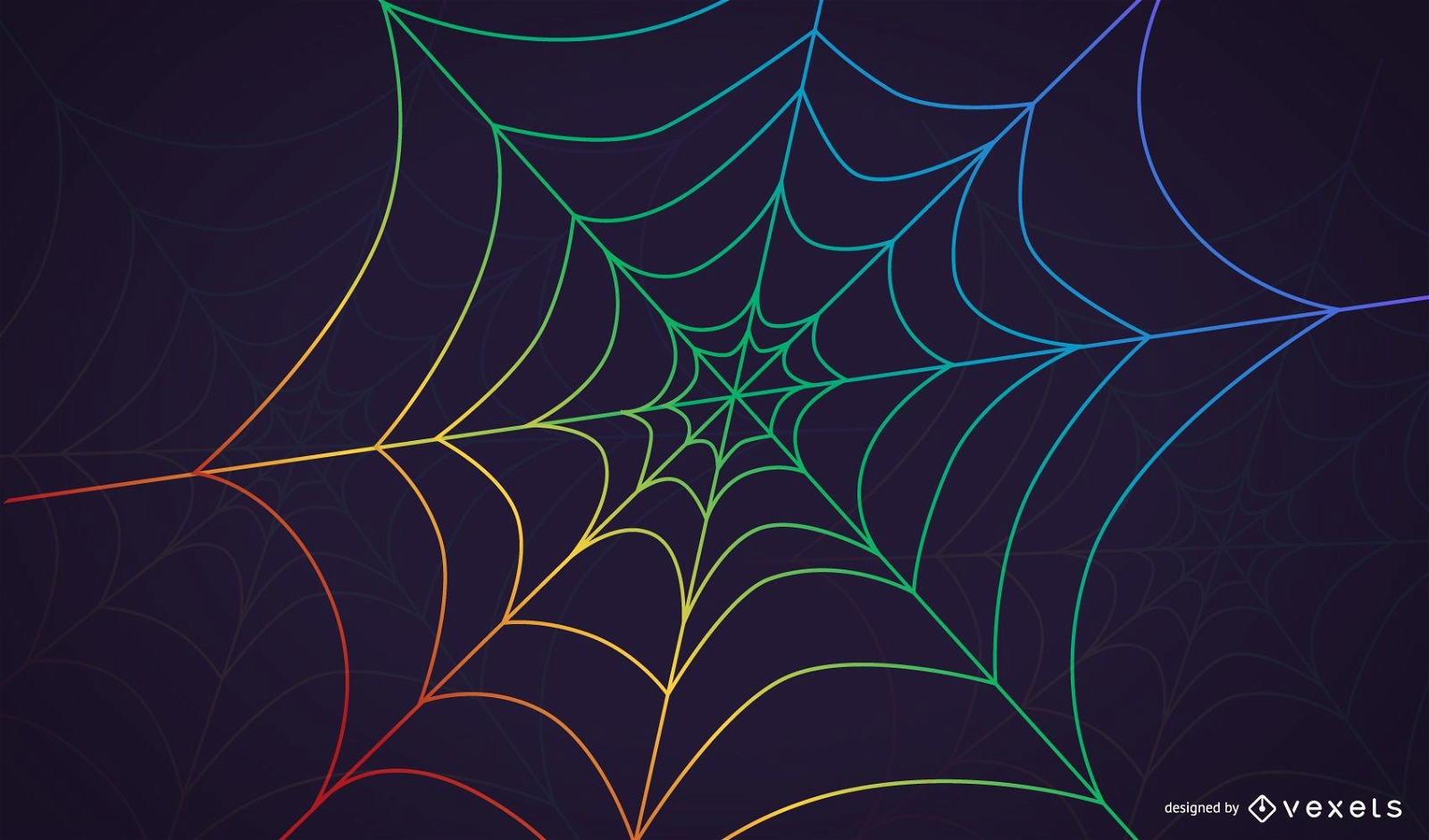 Regenbogen-Spinnennetz-Hintergrund mit Tautropfen
