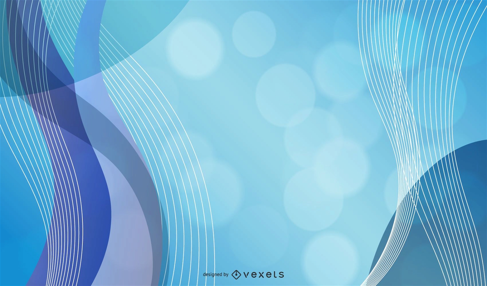 3D Blue curves with Bokeh Bubbles & Sparkles