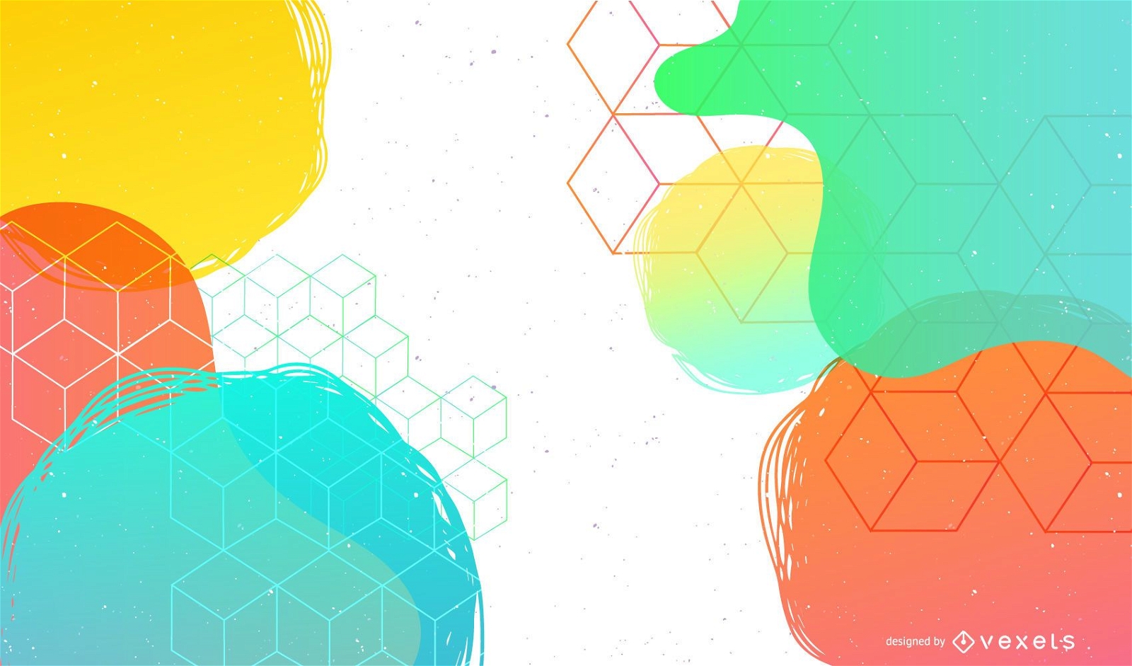 Abstract Cubic Circles Colorful Background