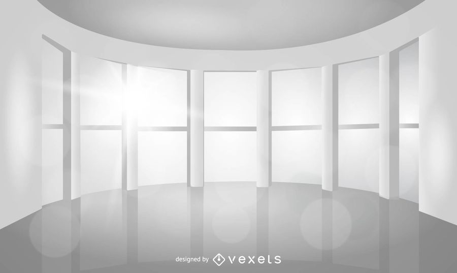 Habitación vacía realista con grandes ventanas Habitación vacía realista con grandes ventanas