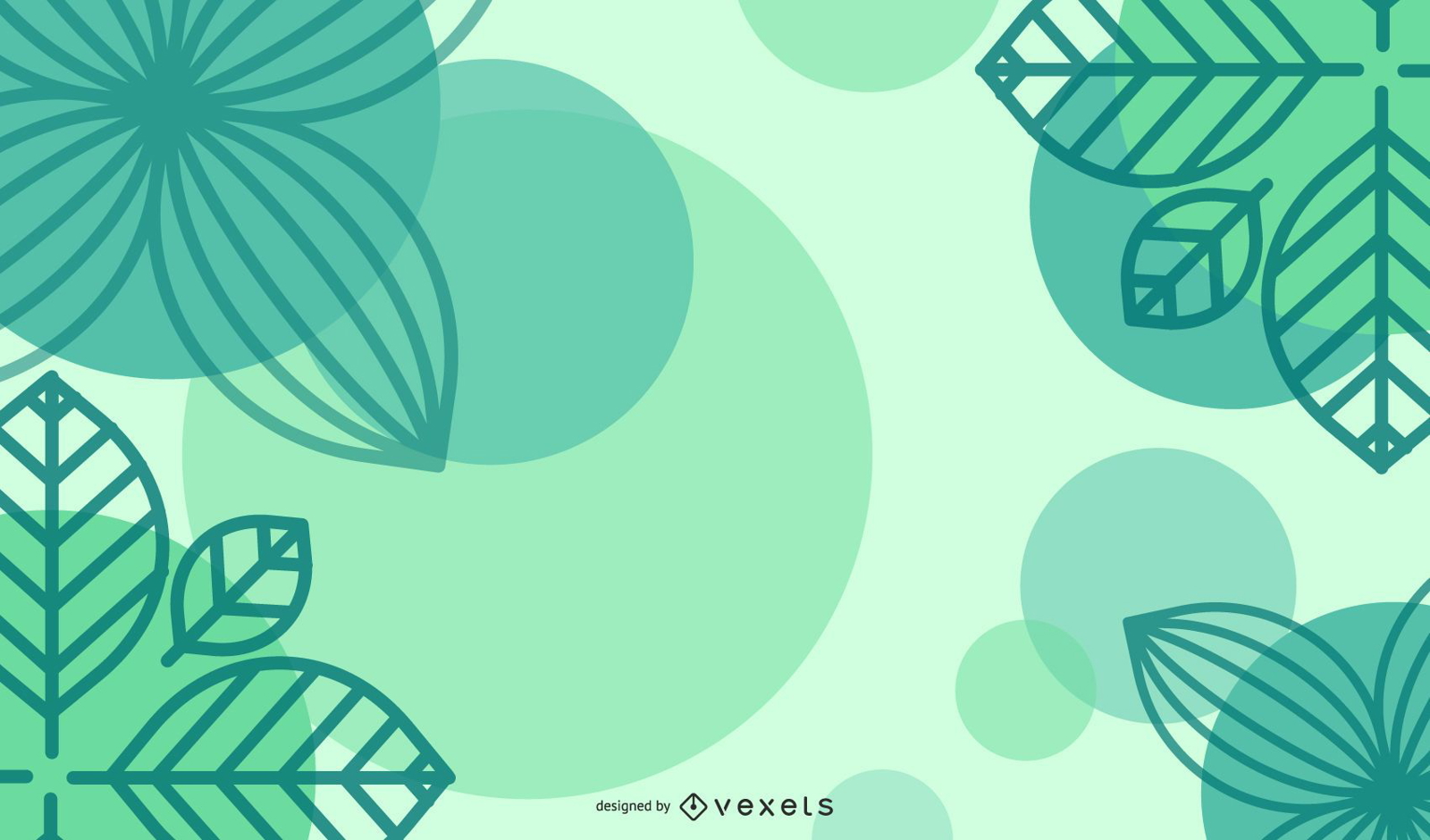Green Abstract Eco Background with Leaf & Curves