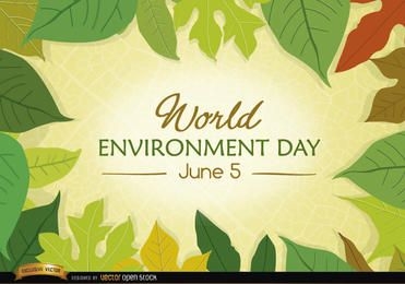 Hojas que rodean el Día Mundial del Medio Ambiente