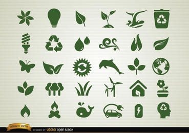 Conjunto de iconos de conciencia ambiental