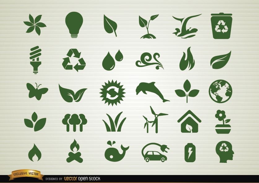 Conjunto de ícones de conscientização ambiental