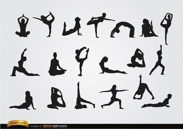 Women doing Yoga silhouettes