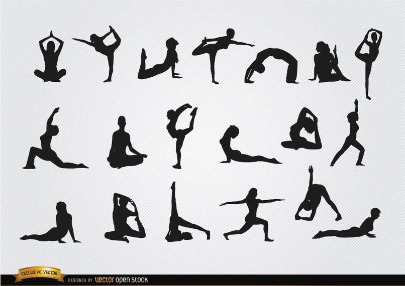 Women doing Yoga silhouettes Women doing Yoga silhouettes