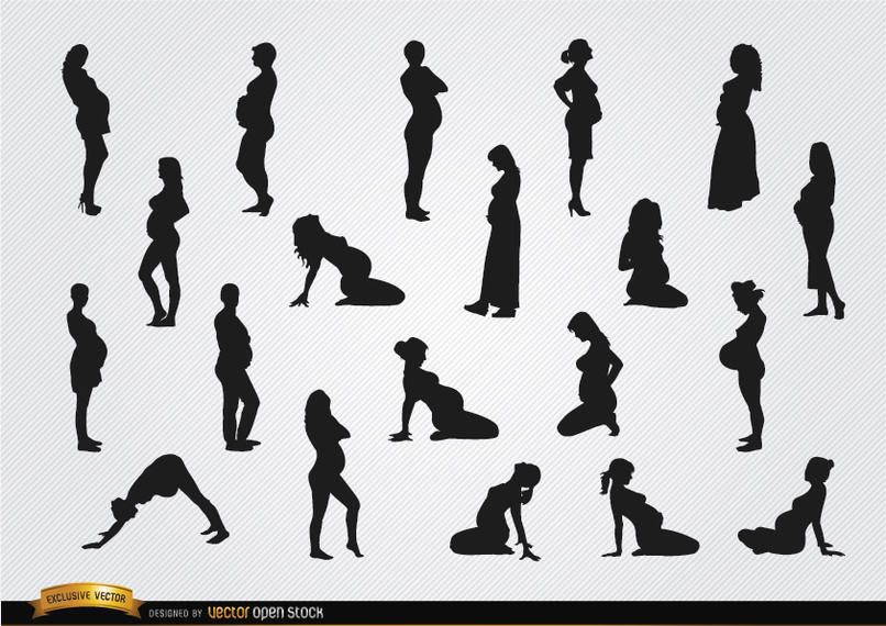Pregnant woman silhouettes Pregnant woman silhouettes