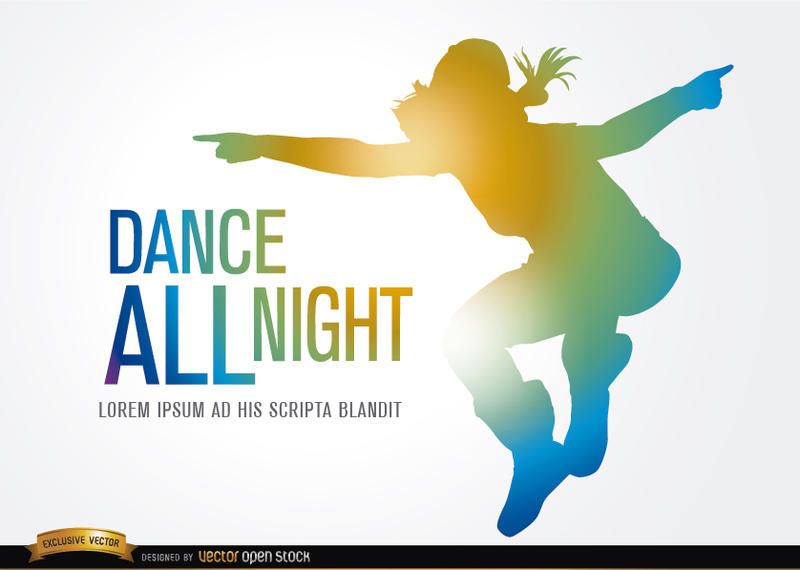 Colored silhouette jump dancing Colored silhouette jump dancing