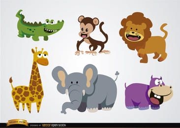 Animais selvagens de desenhos animados engraçados