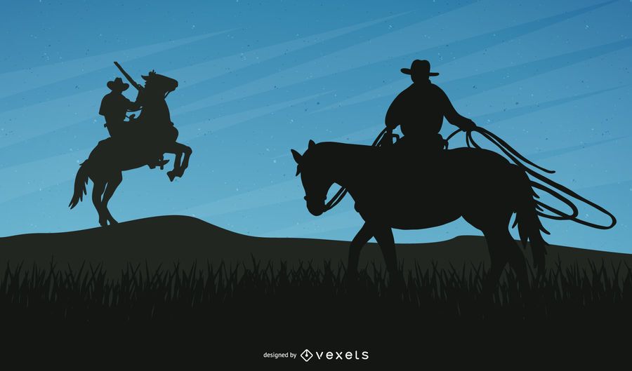 Cowboy Silhouettes with Horses Cowboy Silhouettes with Horses