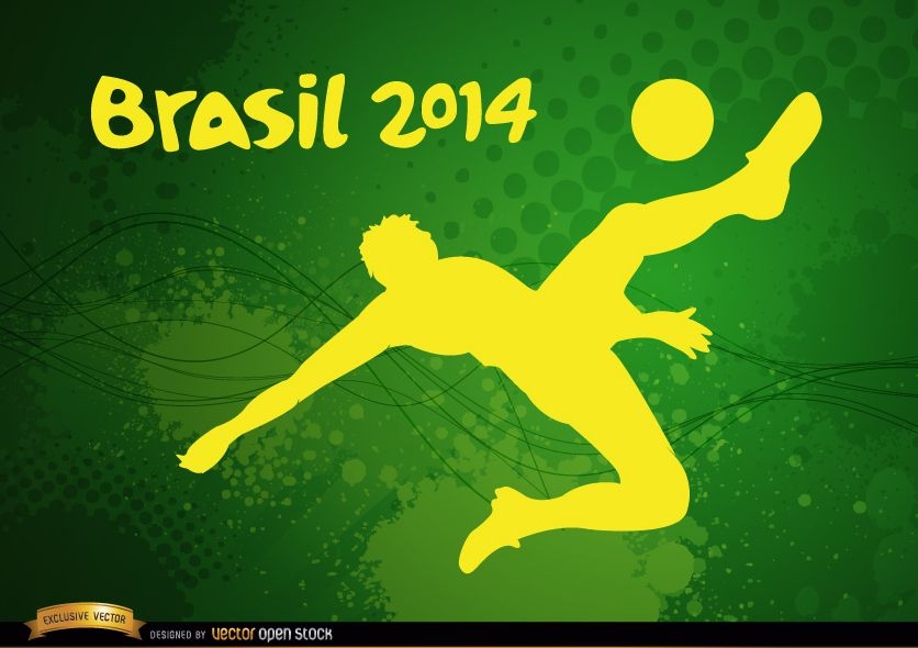 Jogador chutando futebol Brasil 2014