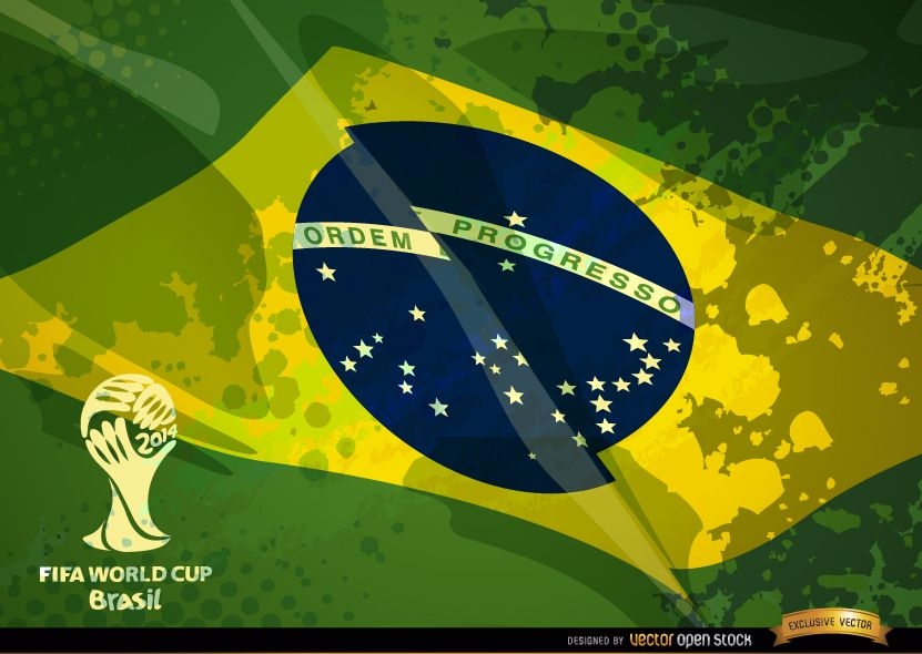 Brasilien-Grunge-Flaggen-Fu?ball-Cup-Logo