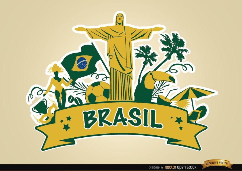 Brasil-Band mit wichtigen touristischen Attraktionen