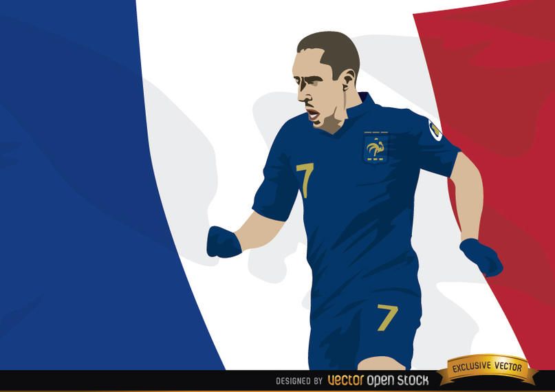 France player Franck Ribery with flag France player Franck Ribery with flag