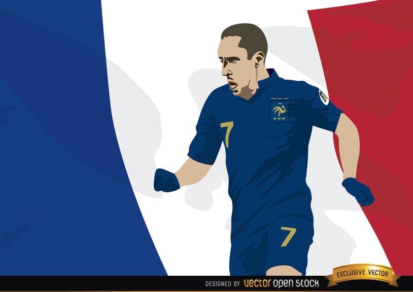 France player Franck Ribery with flag
