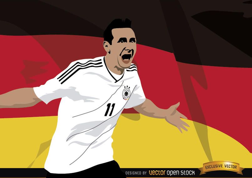 Miroslav Klose with Germany flag Miroslav Klose with Germany flag