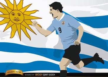 Luis Suarez with Uruguay flag