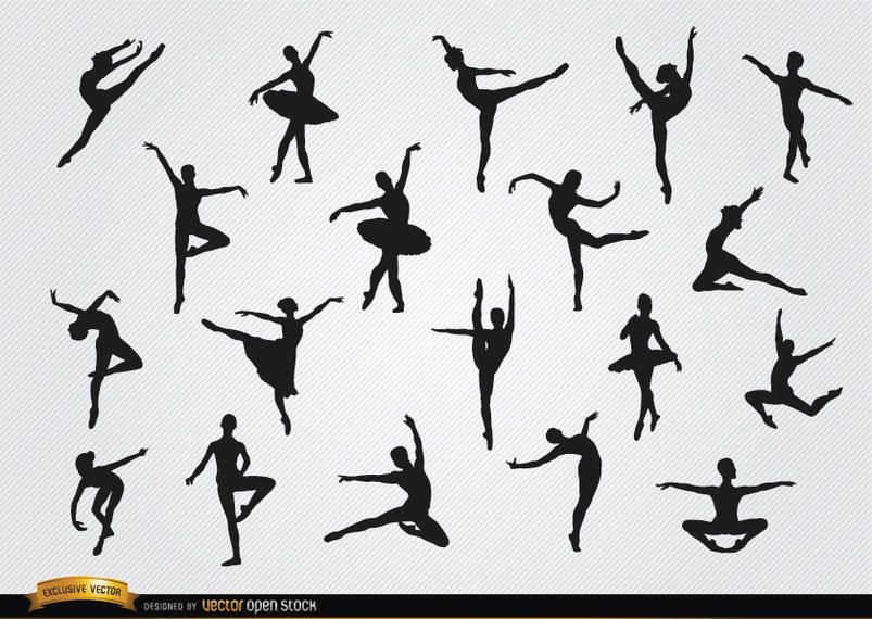 Ballet dancer silhouettes set Ballet dancer silhouettes set
