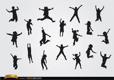 Children jumping silhouettes pack