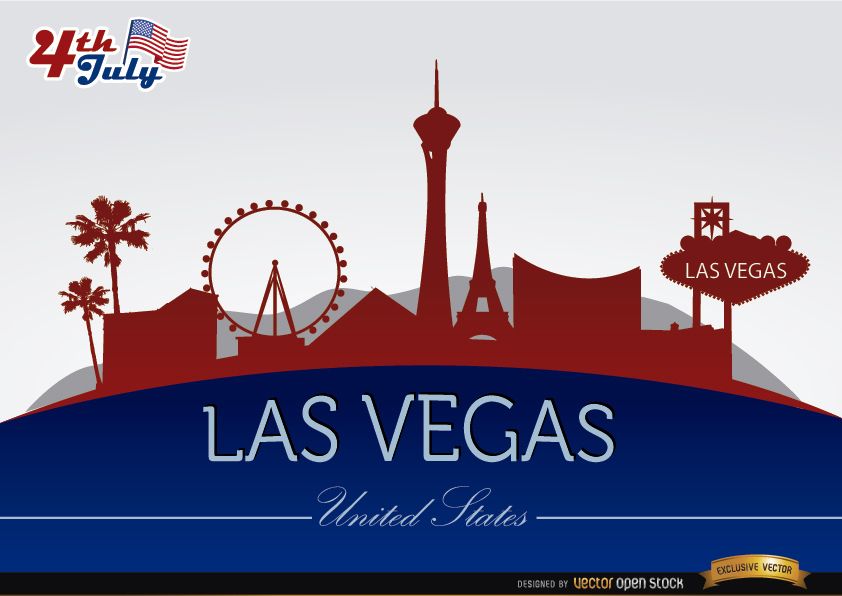 Las Vegas City Silhouettes On July 4th - Vector Download