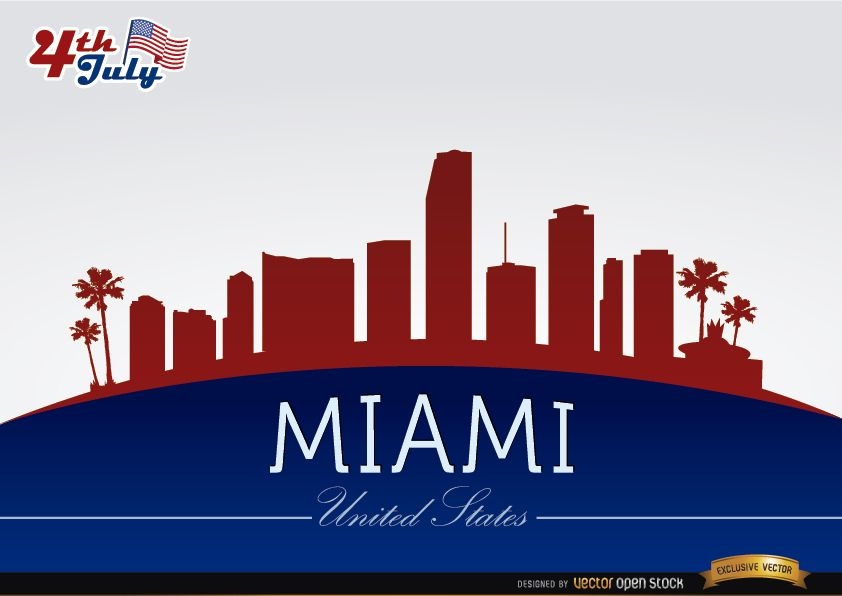 Miami skyline on July 4th commemoration