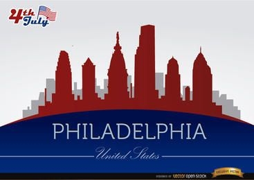 Philadelphia skyline on July 4th commemoration
