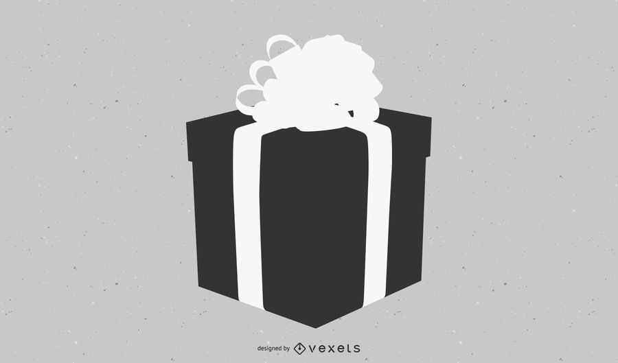 Caja de regalo plana negra y blanca con cinta 3D Caja de regalo plana negra y blanca con cinta 3D